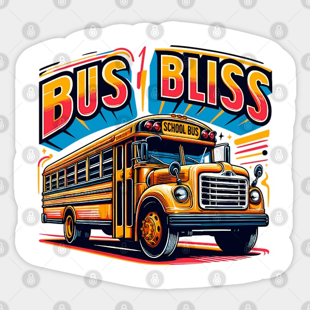 School Bus, Bus Bliss Sticker by Vehicles-Art